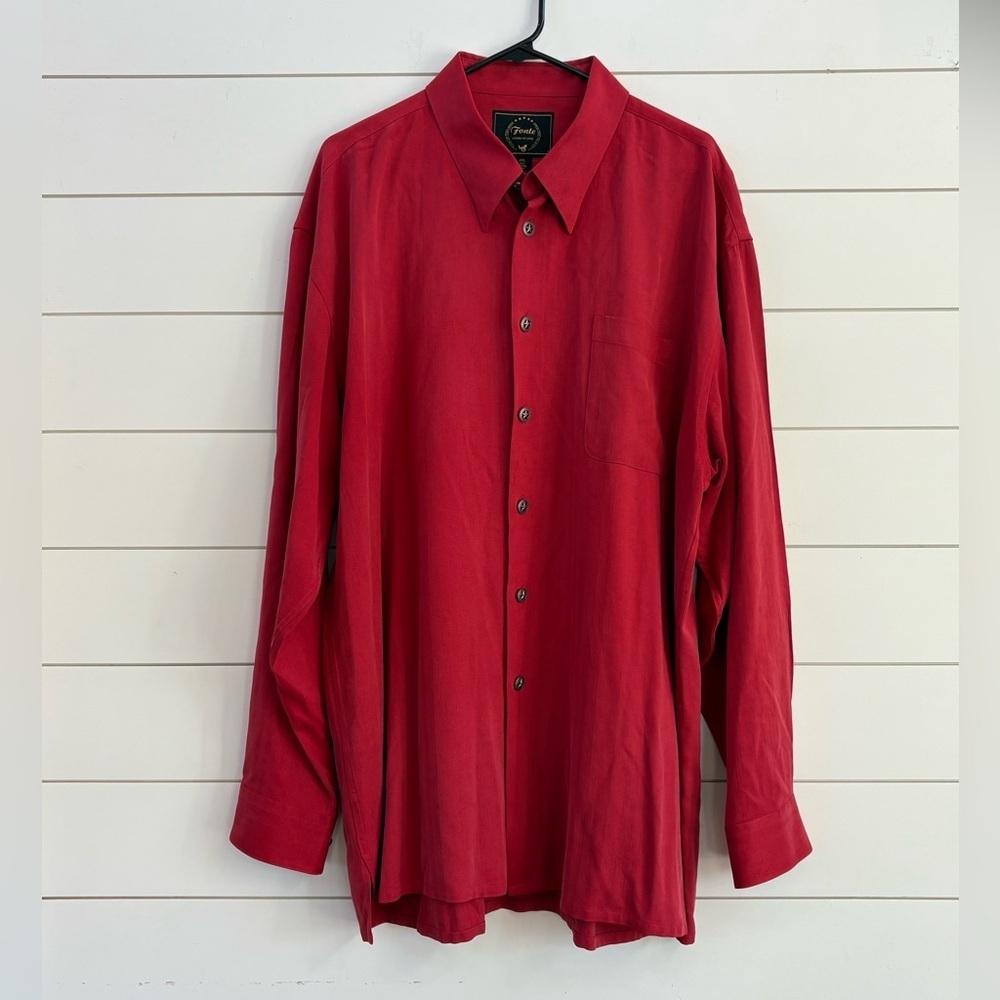 Men's Casual Red Button-Down Shirt